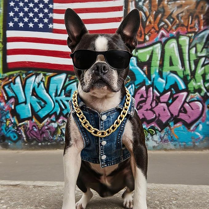 Cool Dog Jean Jacket Vest with D-Ring Blue Denim Dogs Outfits - Image 4