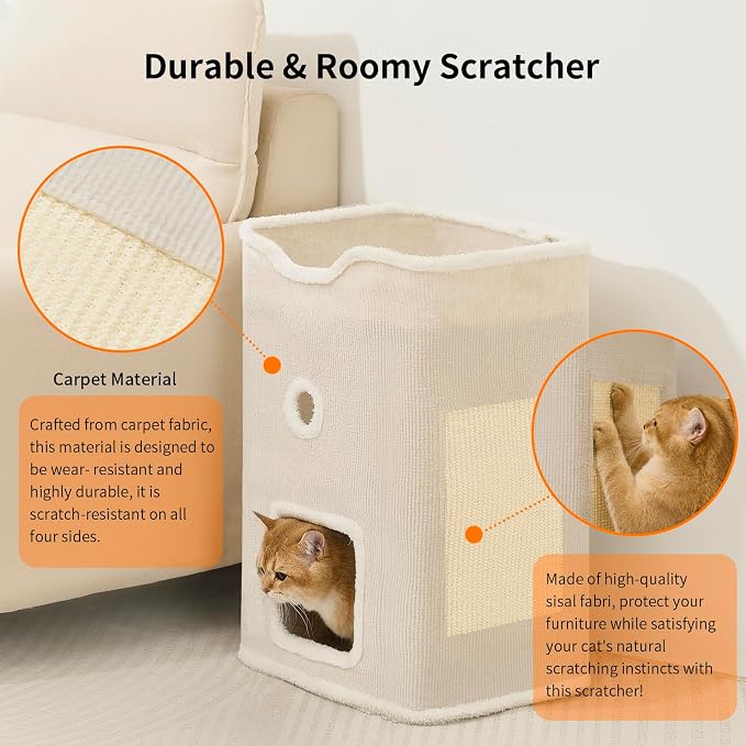 Cat House, Cat Beds for Indoor Cats, 2-Story Cat Condo Cube - Image 3