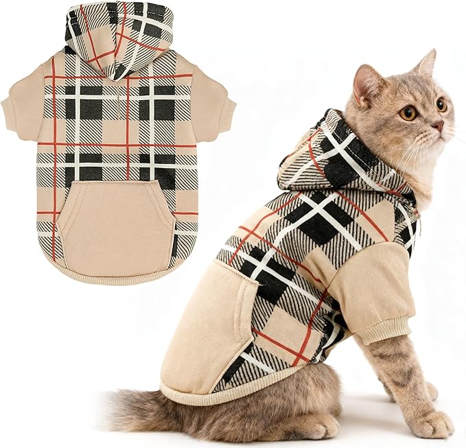 EXPAWLORER Plaid Cat Hoodie by EXPAWLORER