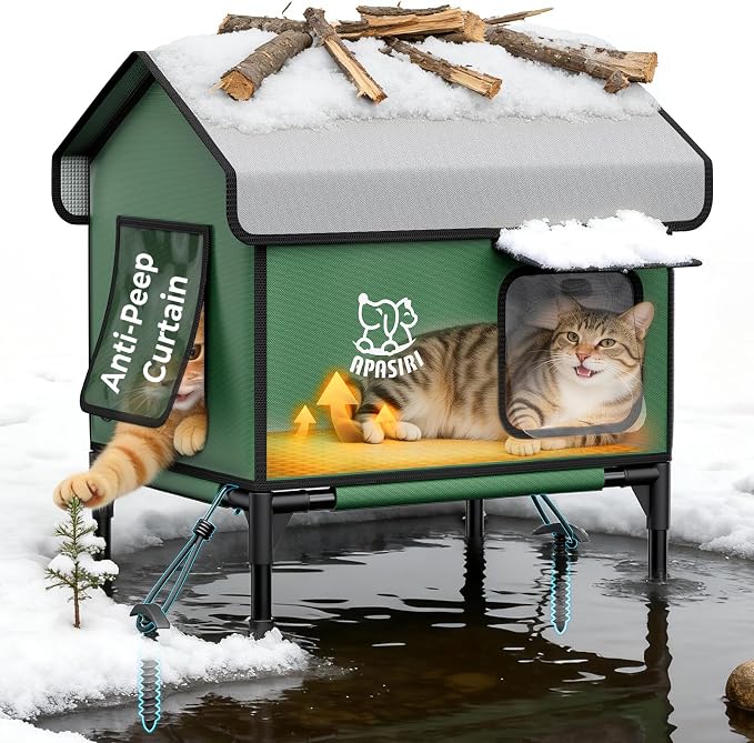 Apasiri Heated Outdoor Cat House Weatherproof by Apasiri