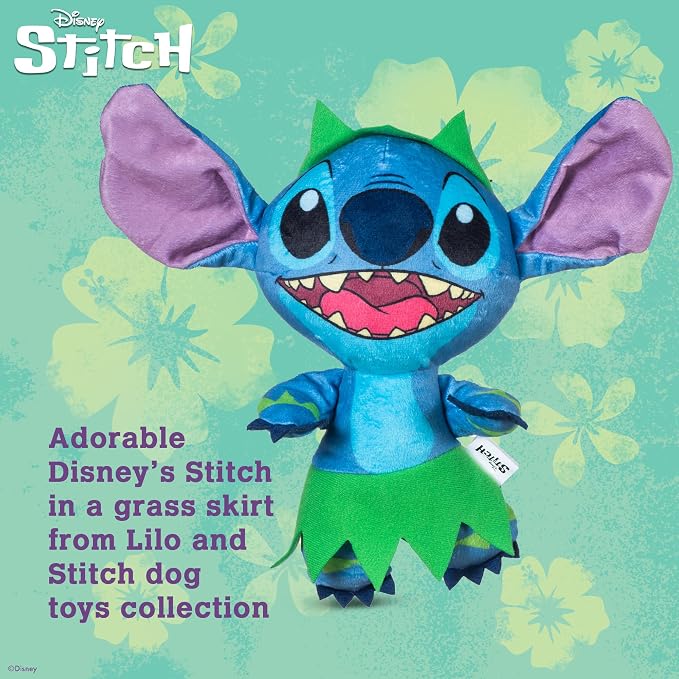 Disney for Pets Lilo and Stitch Bow Wow Luau Plush Dog Toy, – Squeaker & - Image 2