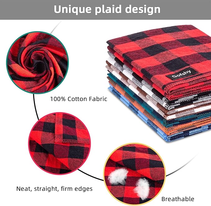 Dog Bandana Fall XLarge-Orange Brown Dog Scarf Buffalo Plaid Printing - Image 3