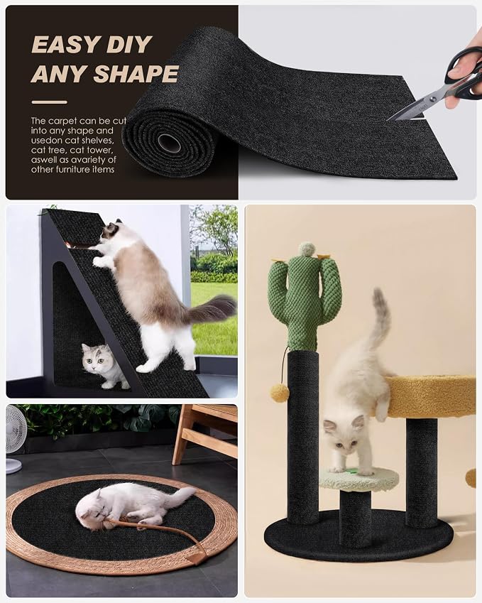 Cat Scratch Furniture Protector, Trimmable Self-Adhesive Carpet, DIY Climb Cat - Image 2