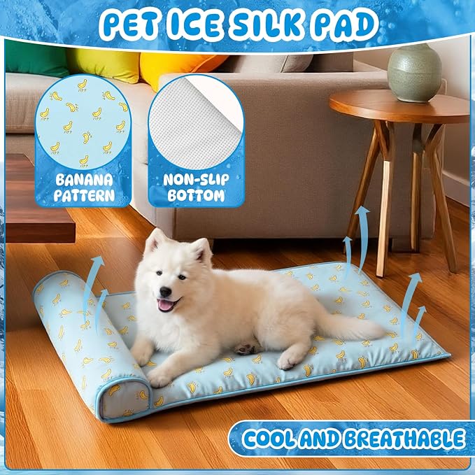 4 Pack Cooling Dog Mats with Supportive Pillow 23.6" x 31.5" Self Cooling Dog - Image 3