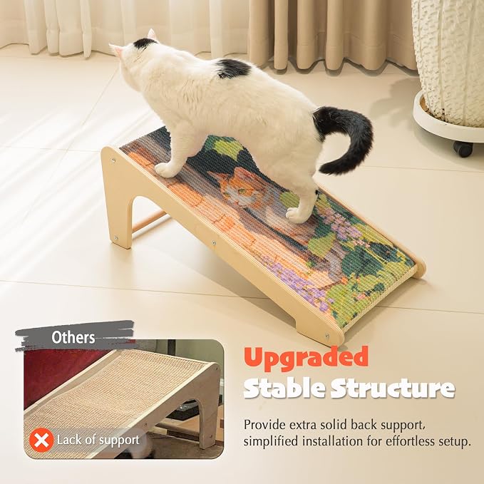 PETKARAY Art Cat Scratcher, 25.2" Sisal Scratching Ramp, L Shaped Scratch Pad - Image 4