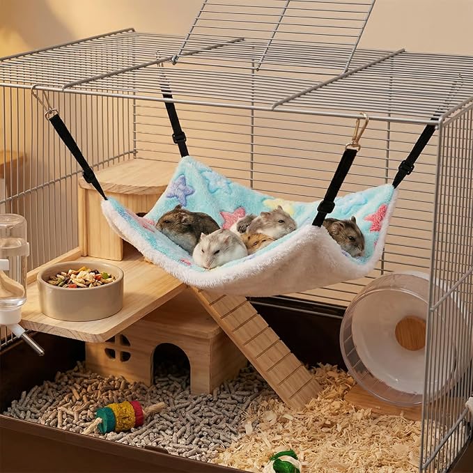 6 Pieces Cat Hammock for Cage, Reversible Soft Pet Hanging Bed - Image 7