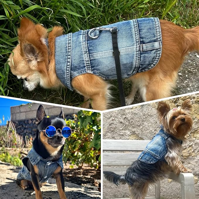 Puppy Clothes for Small Dogs Boy, Classic Western Denim Dog Coat, Dog Jeans - Image 7