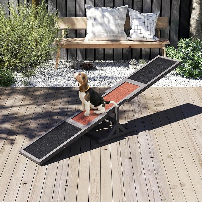 PETSITE Wooden Dog Agility Seesaw, Dog Exercise & Play Set, Outdoor Run Game Toy - Image 3
