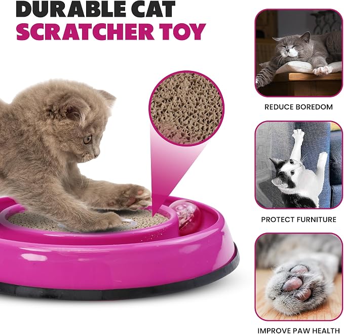 SPOT Rockin’ Cat Scratcher Toy – Interactive LED Light-Up Ball Cat Toy - Image 4