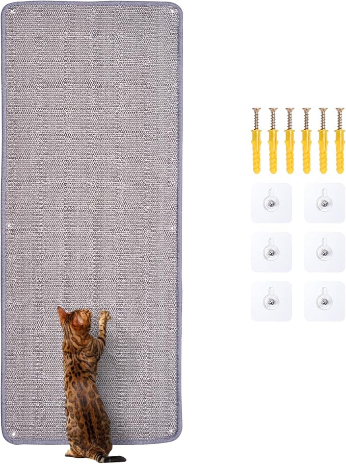 Natural Sisal Cat Scratcher Mat, Wall Scratcher Carpet, Cat Climbing Wall by Uranshin