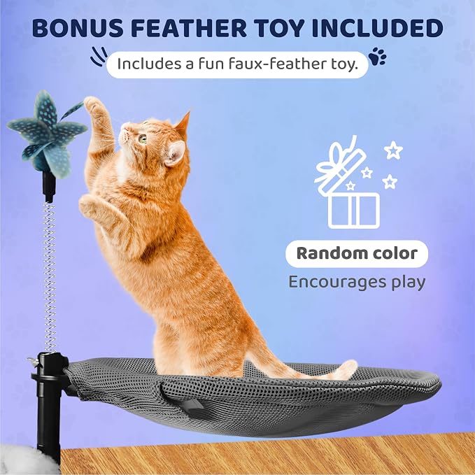 2-Tier Large Cat Desk Bed with Dual Hammocks | Ultra-Soft Removable Fur & - Image 6