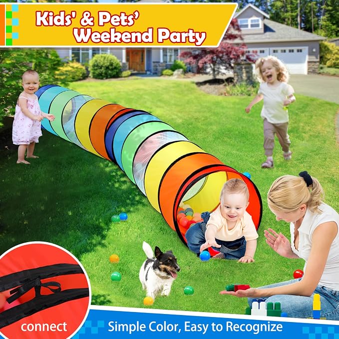 PigPigPen Kids Tunnel for Toddlers, Pop Up Play Tunnel Tent for Babies or Dogs - Image 7