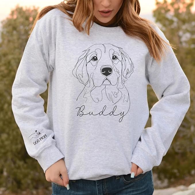 Custom Pet Photo Sweatshirt, Personalized Dog & Cat Face Drawing, Custom Pet - Image 2