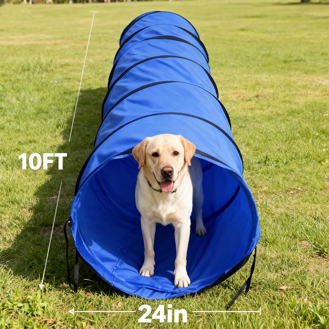 Dog Agility Tunnel with Carry Bag and Ground Spikes, Foldable 10-Foot Tunnel - Image 4