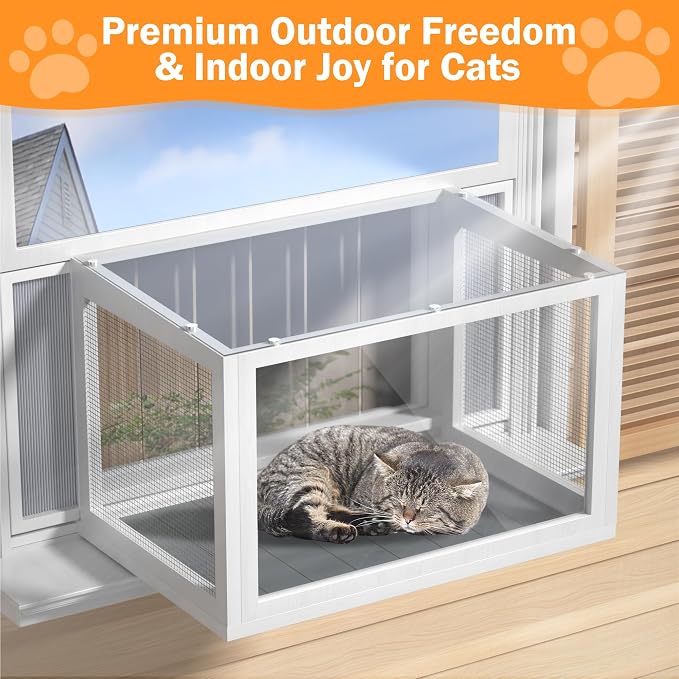 Cat Window Box Catio, Outdoor Indoor Cat Enclosure - Image 8