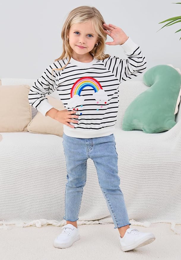 RETSUGO Toddler Baby Girls Sweatshirts Casual Pullover Crewneck Winter Long - Image 2