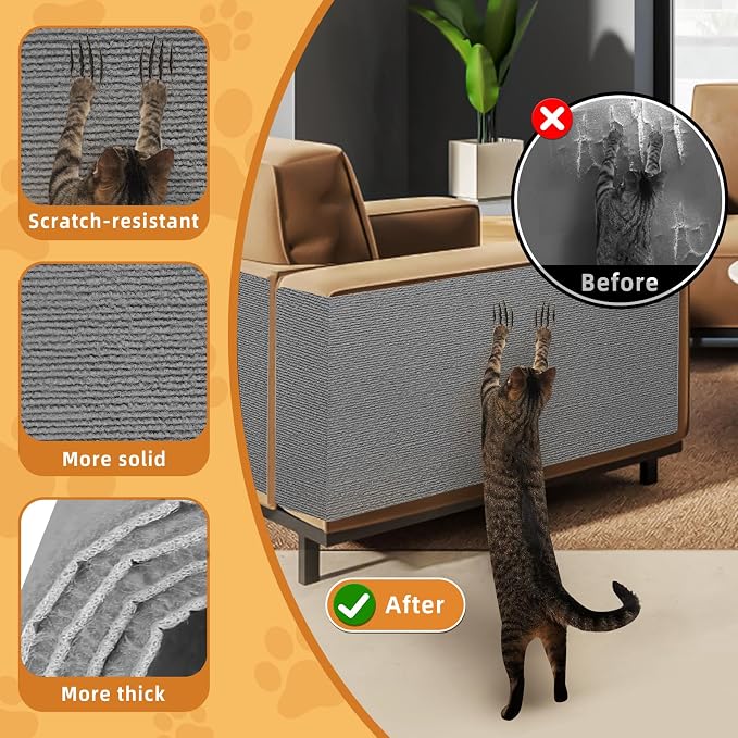 2pack Cat Scratch Couch Furniture and Wall Protector | Adhesive Cat Scratch Pad - Image 2
