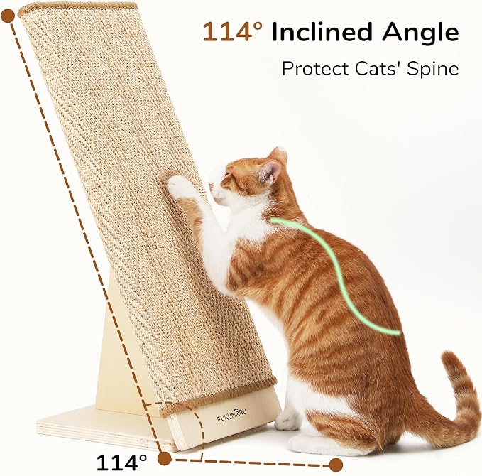 FUKUMARU Cat Scratcher, 23.66 Inch Sisal Cat Scratching Post Ramp, Replaceable - Image 2