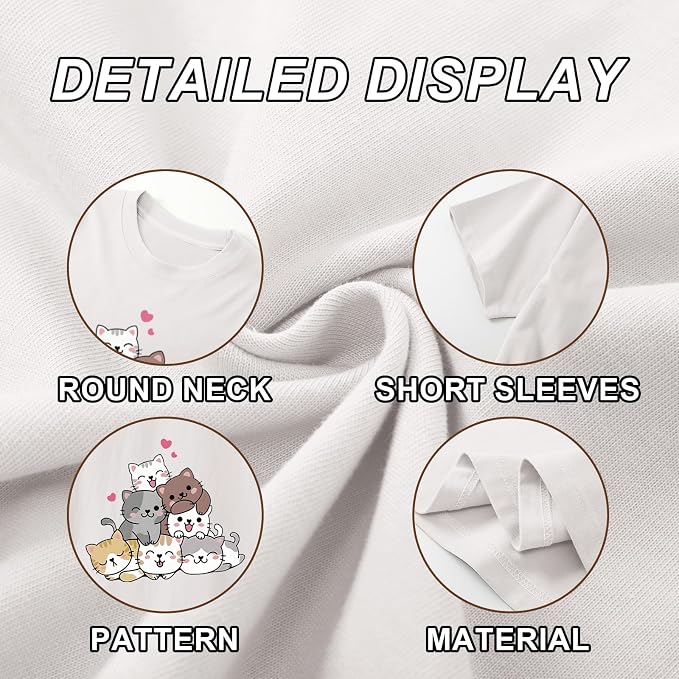 KEEVICI Cute Cartoon Cat Shirts - Image 7
