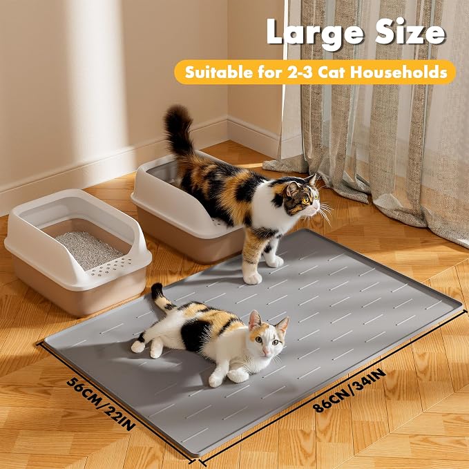 Pieviev Silicone Cat Litter Trapping Mat, Waterproof Kitty Litter Pads - Image 7