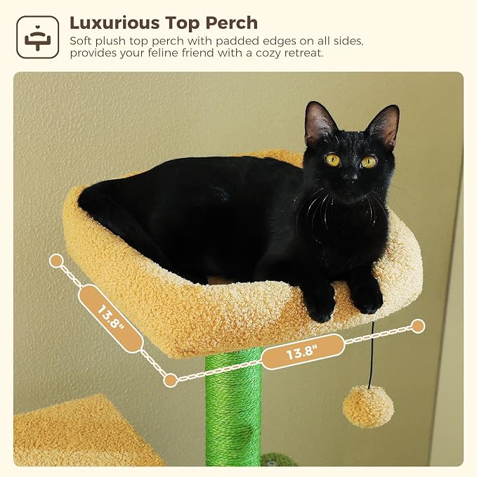 Cactus Cat Tree, 62-Inch Tall Multi-Level Cat Tower - Image 6
