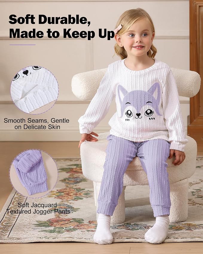 Jecson Toddler Girl Fall Clothes: Soft Outfits Set Embroidered Knit Top & - Image 4