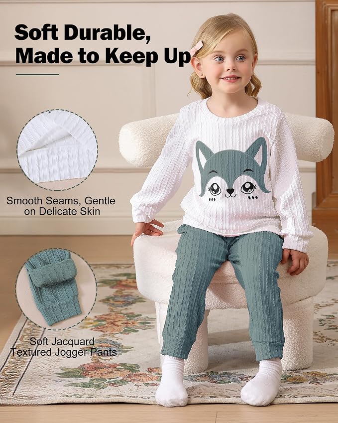 Jecson Toddler Girl Fall Clothes: Soft Outfits Set Embroidered Knit Top & - Image 4