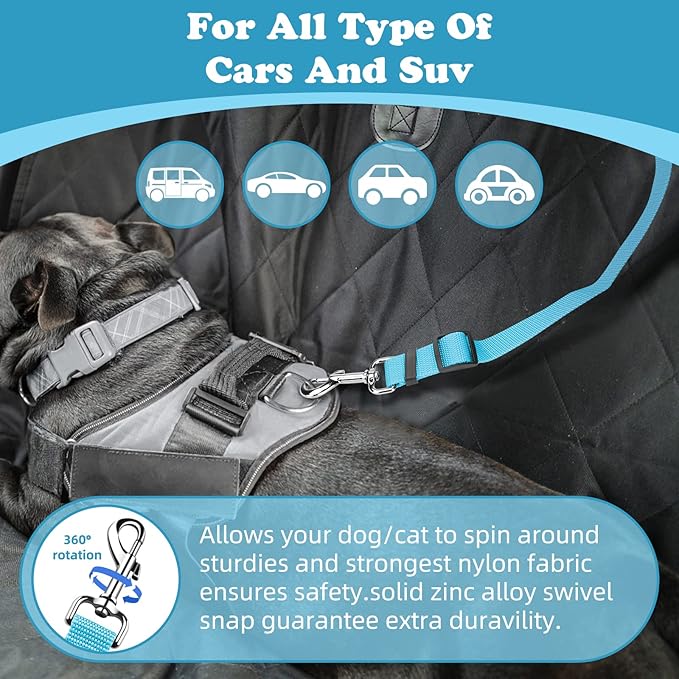 BWOGUE 2 Packs Dog Cat Safety Seat Belt Strap Car Headrest Restraint Adjustable - Image 5