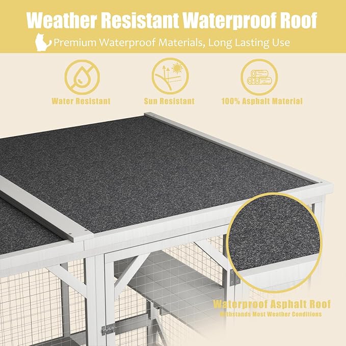 ROOMTEC Outdoor Catio with Roof 71.3" Height Large Wooden Cat Enclosure with 3 - Image 4