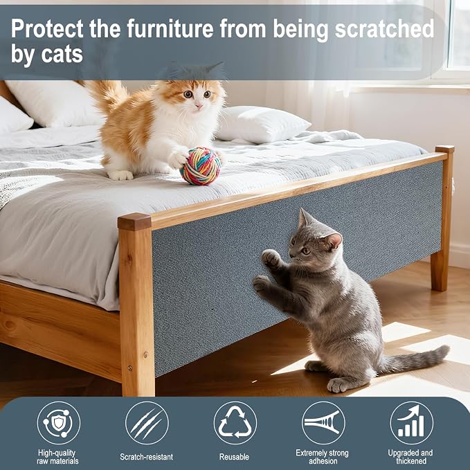 2 Pcs 39.4"X15.8" Adhesive Cat Scratch Mat, Self Adhesive Furniture Protector - Image 6