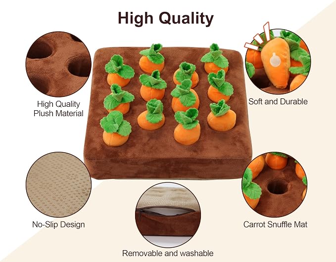 Interactive Dog Toys，Squeak Carrot Snuffle Mat - Image 2