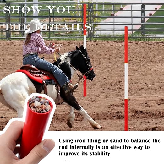 6 Pcs 6 FT Pole Bending Poles for Horses, Portable Speed&Agility Training - Image 5