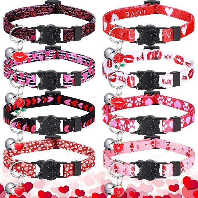 8 Pcs St. Patrick's Day Adjustable Cat Collar Easter Cat Collar by Huhumy