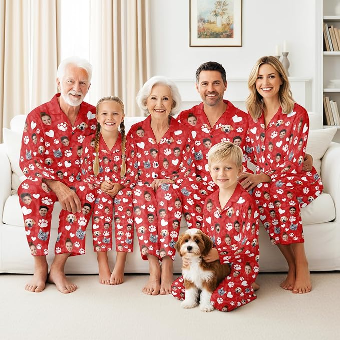 Artsadd Custom Pajamas for Women Men Family, Personalized Face Pjs Pajama Pants - Image 2