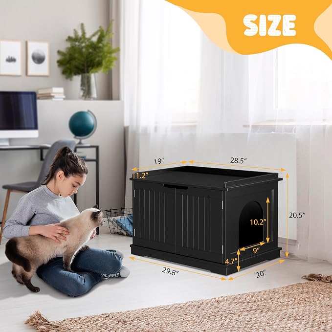 Zeny Cat Litter Box Enclosure, Wooden Cabinet - Image 7