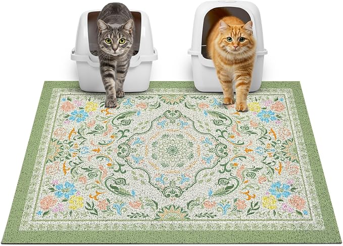 Glittme Cat Litter Mat with Non-Slip Bottom Litter Box Mat 33"X22" Litter by Glittme