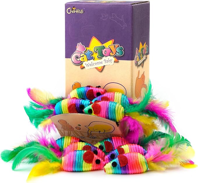 CHIWAVA 24PCS 5" Rattle Cat Toys Mice - Image 2