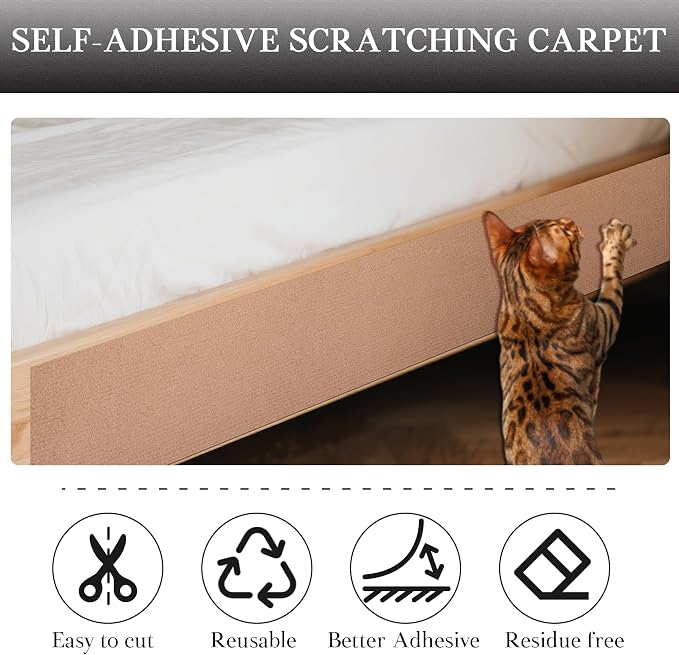 15.7'' x 39.3'' Cat Scratch Furniture Protector Adhesive Trimmable Cloth Couch - Image 4