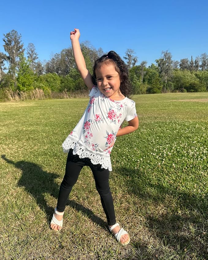storeofbaby Girls Casual Tunic Tops Short Sleeve Loose Soft Blouse T-Shirt - Image 3