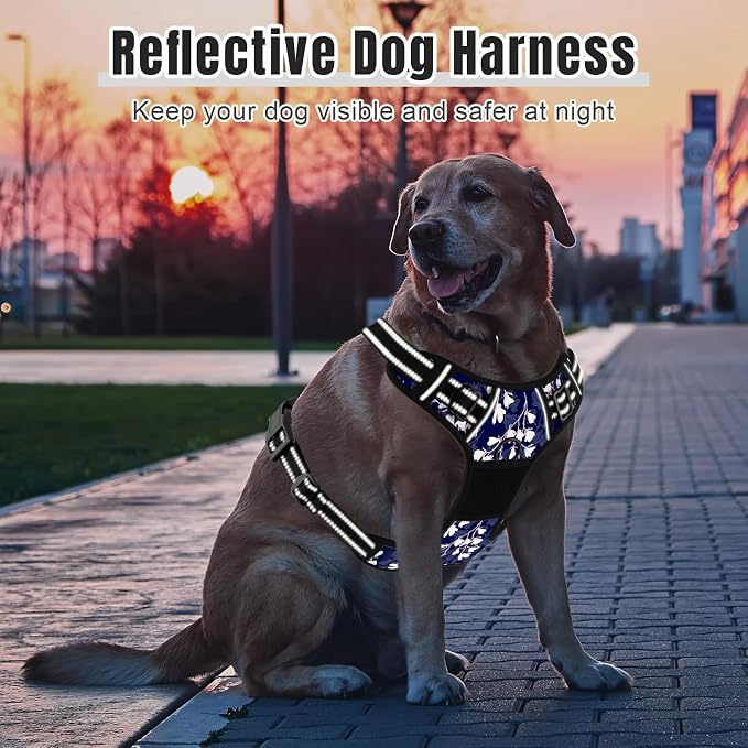 Rnivvi No Pull Dog Harness, Cute Flower Reflective X-Large Sized Puppy Harness - Image 6