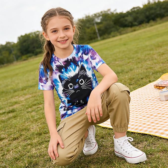 Funnycokid Girls Shirts Cat T Shirt Size 5-12 Clothes - Image 5