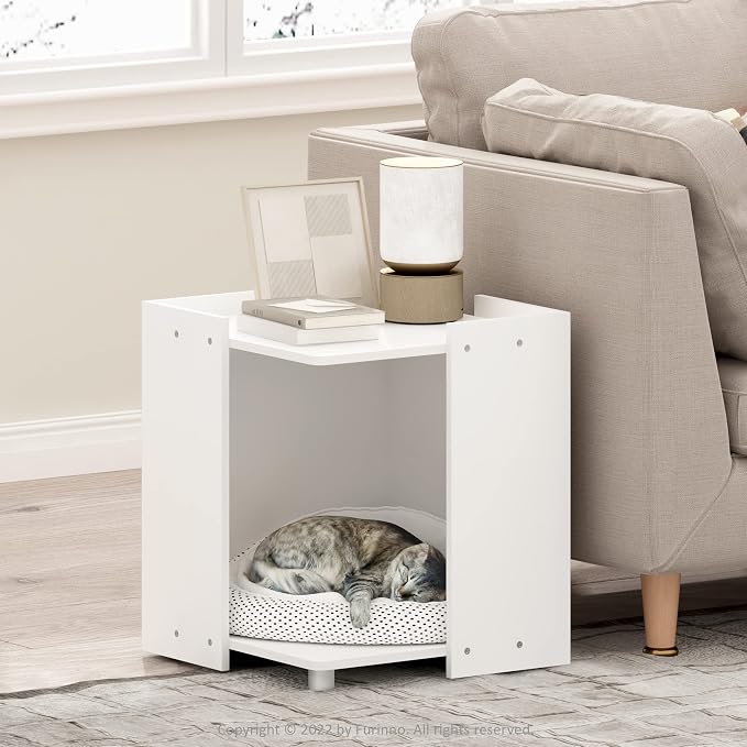 Furinno Peli Litter Box Enclosure, Solid White - Image 2