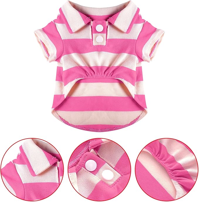 Dog Shirt Polo Shirt Striped Collar Puppy Clothes Summer Button Up Pet Clothes - Image 3