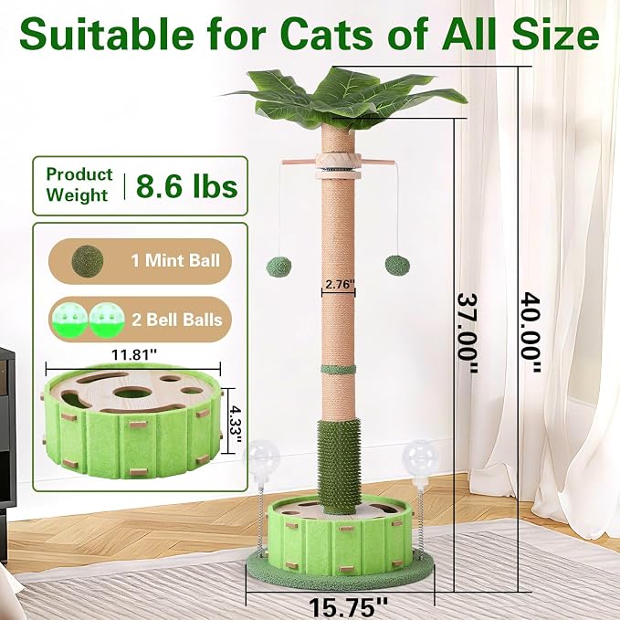 40" Tall Cat Scratching Post, Scratching Posts - Image 4