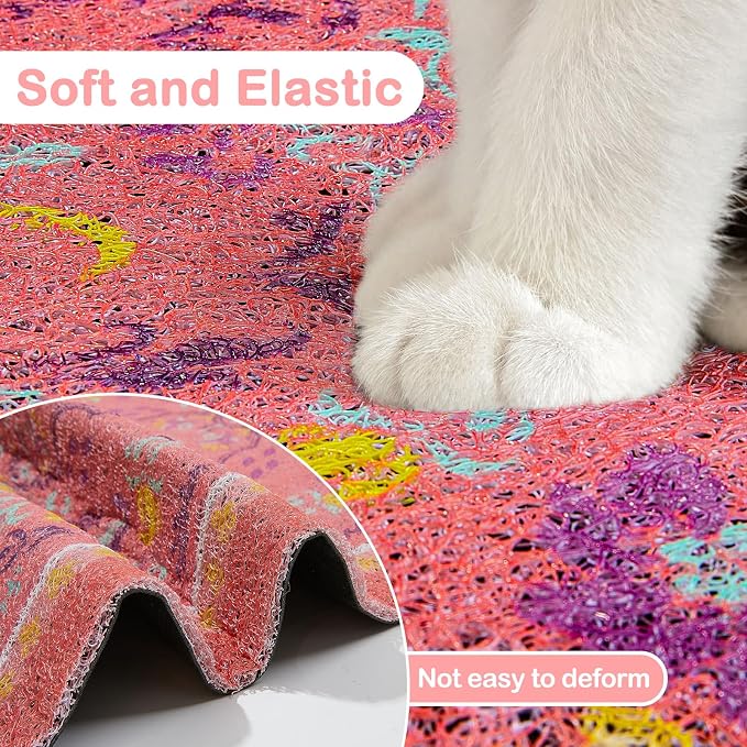 Glittme Cat Litter Mat with Non-Slip Bottom Litter Box Mat 33"X22" Litter - Image 4