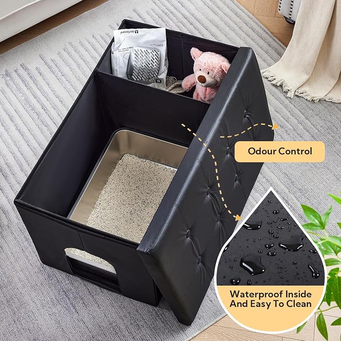 MEEXPAWS Cat Litter Box Enclosure Furniture Hidden, Cat Washroom Bench Storage - Image 4