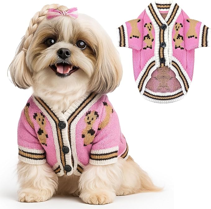Small Dog Sweaters Cute Bear Dog Cardigans Clothes by ABRRLO