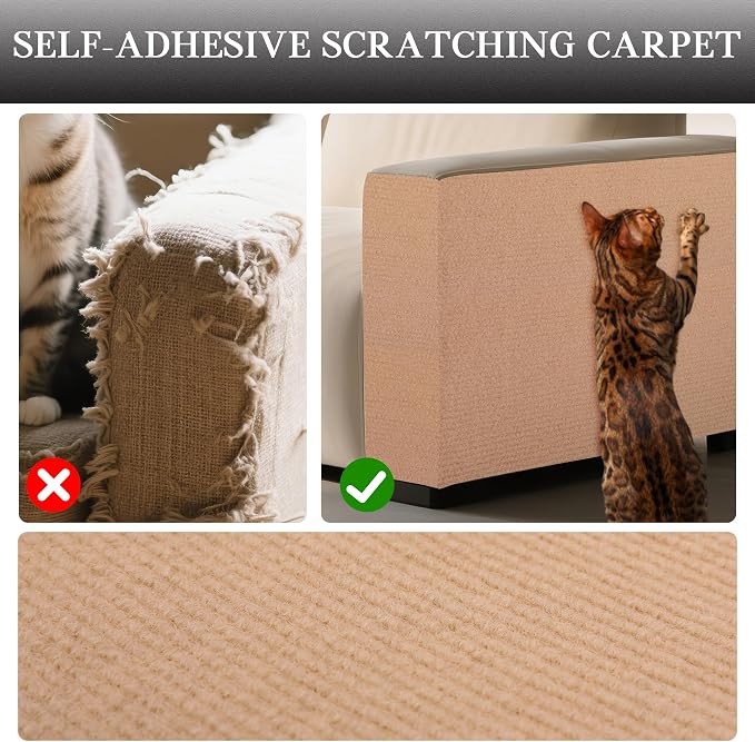 2 Pack Cat Scratch Furniture Protector Trimmable DIY Climbing Scratching - Image 2