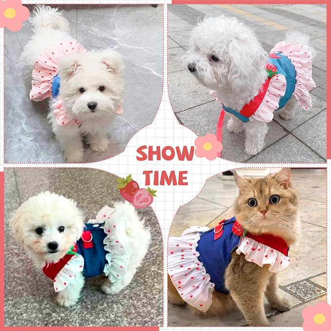 Small Dog Harness and Leash Set Denim Cat Harness Dress - Image 4
