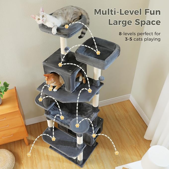 PAWZ Road Large Cat Tree, 72 Inches Cat Tower - Image 7